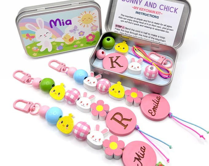 Personalized Bunny and Chick Keychain Craft Kit