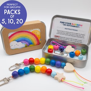 DIY Rainbow Keychain and Bag Charm Kits: Personalized Kids Party Favor Sets of 5, 10 or 20
