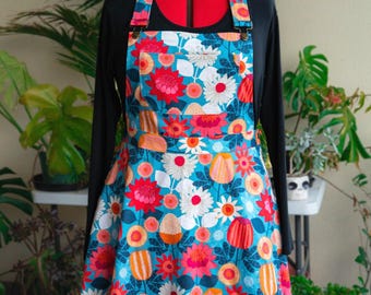 MADE TO ORDER - Plus Size Teal Jocelyn Proust Australian Flora Pinafore Dress | Rockabilly Style | Handmade in Australia