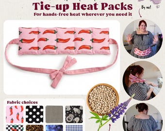 Tie-up Heat Pack Handmade in Australia | 100% Cotton - Filled with Australian grown Lupin | Hands-free warmth for Cramps, Aches and Pains