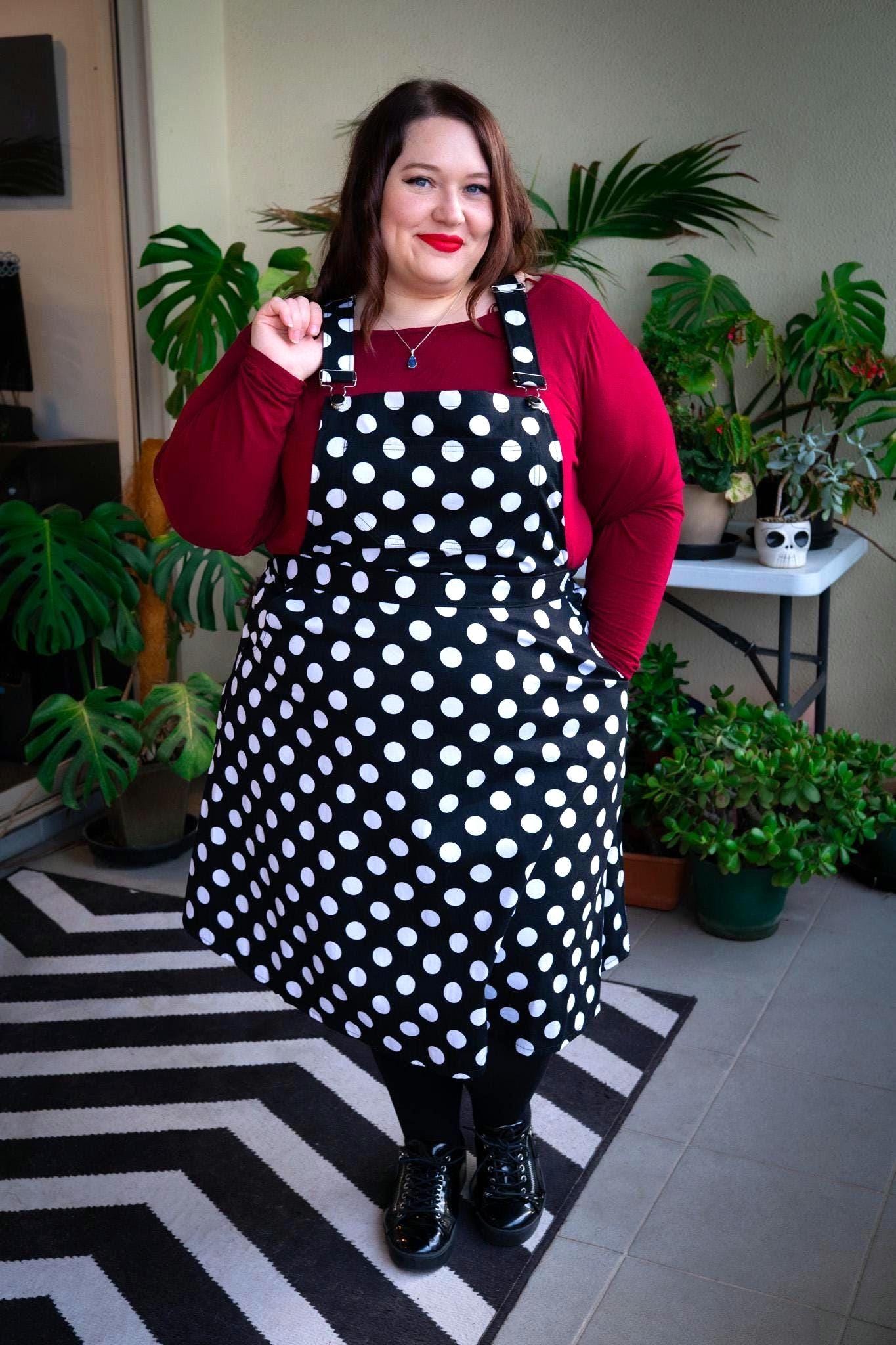 Plus Size Black & White Polkadot Pinafore Dress Size 20 | Retro Rockabilly Vintage Style | Handmade in Australia - Made to order available
