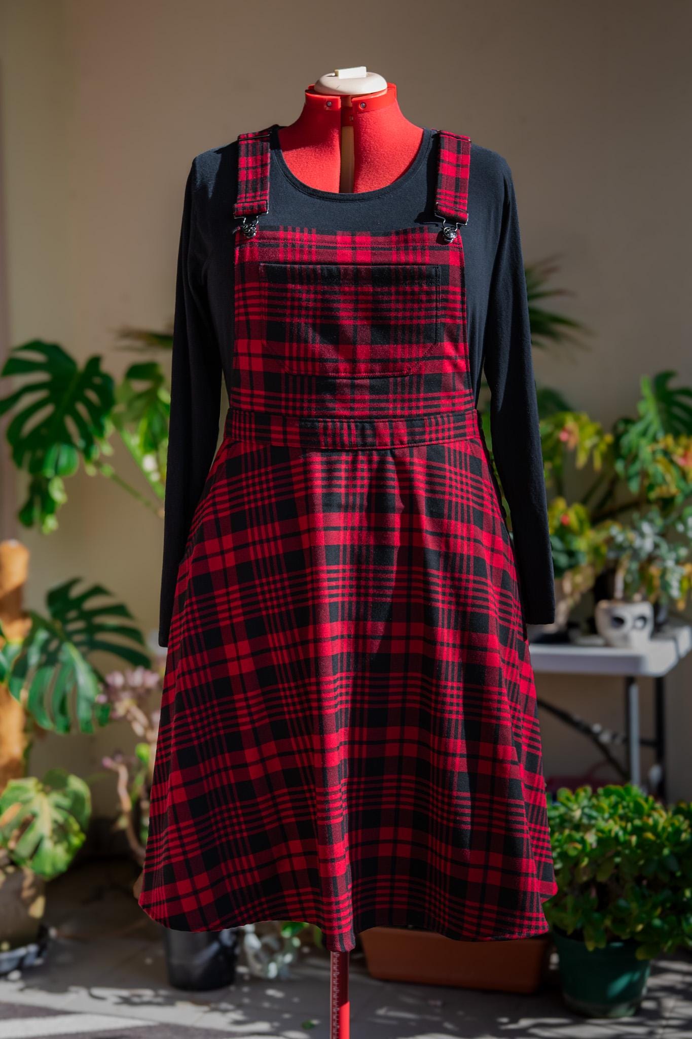 dressing from the 90s Vintage Handmade Checkered Picnic Midi Dress - Picnic Dress - Midi Dress main image 1