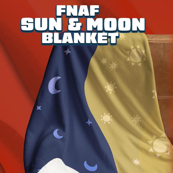 FNAF Sun and Moon Blanket | Daycare Attendant Inspired Throw, Five Nights at Freddy's Security Breach Blanket, Cozy Crescent and Sun Pattern