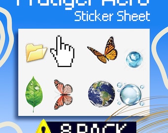 Frutiger Aero Glossy Sticker Sheet | Y2K Aesthetic, 8-Pack