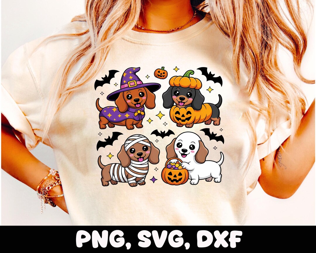 Halloween Dachshund PNG SVG: Witch Mummy Pumpkin, Trick-or-treat Dog - Etsy