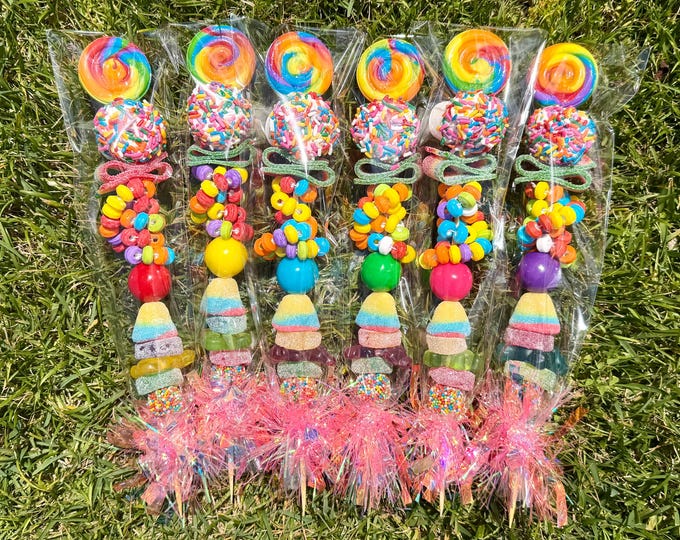 Rainbow Candy Kabobs: Lollipop Skewers - Party Favors