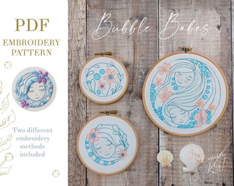 Mermaid Babies PDF Embroidery Pattern,Mermaid nursery Decor, Instant Download Pattern, Pattern bundle, ocean theme,DIY craft