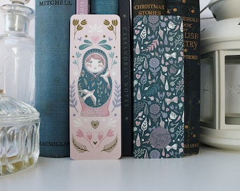 Russian Doll Bookmark / Matryoshka Pink / Book gift / Reading / Folk art / Teacher gift / Literary gift / stocking filler