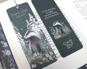 Badger bookmark, Woodland, Wildlife gift, bookmark with or without tassel
