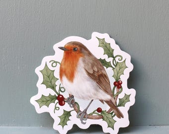 Robin Waterproof Sticker: British Garden Bird Decal