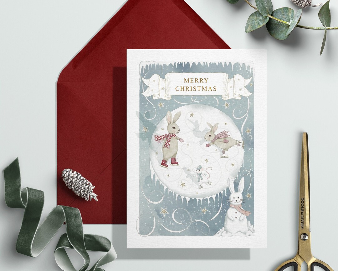 Woodland Animals Christmas Card - Woodland Christmas - Gold Foiled Card ...