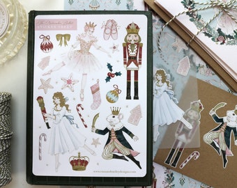 Nutcracker Ballet Sticker Sheet: Festive Christmas Planner Stickers, stocking filler