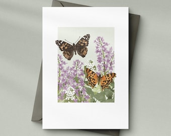 British Butterflies Greeting Card – Floral Watercolour Illustration, Blank Inside
