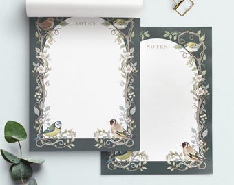 Garden Birds Notepad - A5 size - 50 pages - Wildlife stationery - To do list