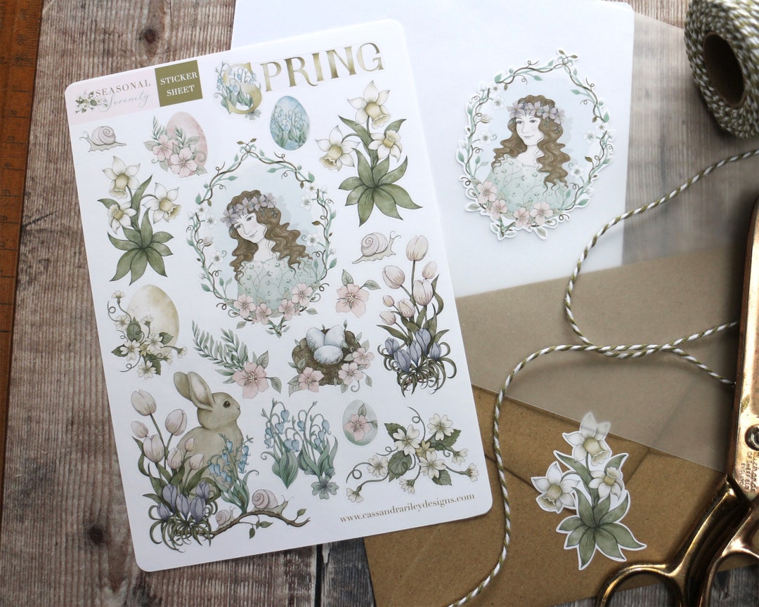 Spring Garden Vinyl Sticker Sheet: Floral Cottagecore Stickers - Etsy