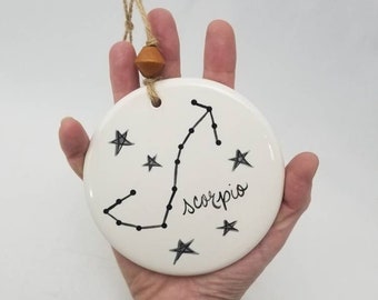 zodiac sign ceramic ornament / hand painted ceramic ornament with astrological sign / zodiac gift / zodiac constellation / astrology gift