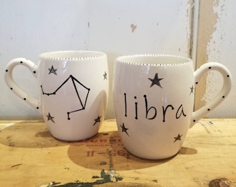ceramic zodiac mug / zodiac constellation hand painted mug / large coffee mug with zodiac sign / astrology mug / astrological sign mug