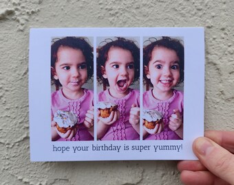 happy birthday card / cupcake card / funny birthday card / first birthday / first cupcake / birthday cake / little girl birthday card