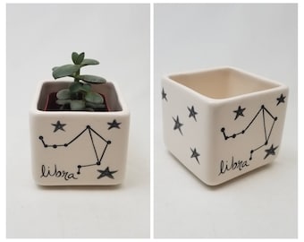 zodiac planter / zodiac flower pot / astrology planter / zodiac constellation / zodiac pottery / votive holder / astrological sign / witchy