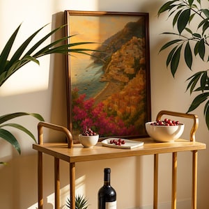 Positano Amalfi Coast Print – Sunlit Italian Seaside Village Digital Download Wall Art