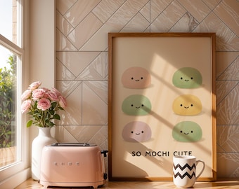 Kawaii Mochi Art Print, Japanese Dessert Illustration (Digital Download)
