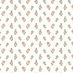 Winziges Blumenstoff-Stoff mit Blumen Pink-Blau-Orange Blumen-Stoff Kleiner Blumenstiel-Stoff Ditsy-Blumenstoff 100% Baumwolle-Gewebe halber Hof
