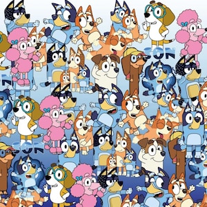 Bluey Stoff Blauer Hund Stoff Bluey und Bingo Stoff Cartoon Anime Baumwollstoff Halbe Meter