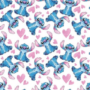 Tela de Stitch y Ángel Tela de Koala Azul Tela de Lilo y Stitch Tela de Anime de Dibujos Animados Tela de Algodón por Media Yarda