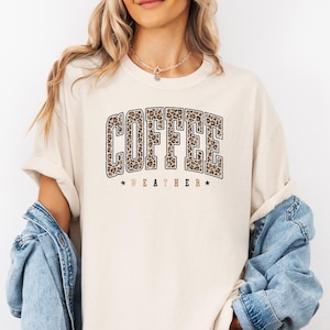 Comfort Colors Coffee Weather T-Shirt: Leopard Print Fall Shirt