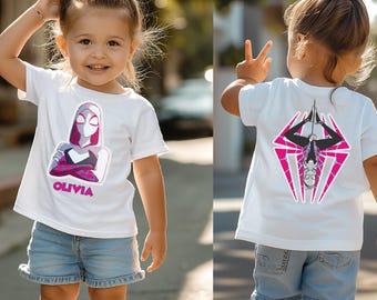 Ghost Spider Girl Party Shirt, Pink Hero Girl Birthday Shirt, Cute Comic Style Birthday Tee, Toddler Hero Shirt, Matching Family Hero Shirts