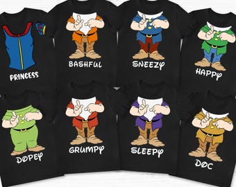 Seven Dwarfs Costume, 7 Dwarf Group Shirt, Matching 7 Dwarf Shirt, Group Shirt,7 Dwarfs Halloween Shirt, Family Matching Shirt,Christmas Tee