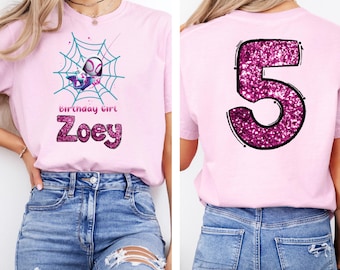 Custom Spider Birthday Tee, Gwen Ghost Spider Birthday T-Shirt , Matching Family Spider Girl T-Shirt
