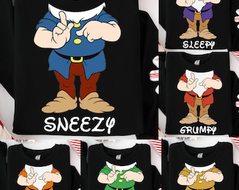 Seven Dwarfs Costume, 7 Dwarf Sweatshirt, Matching 7 Dwarf Group Sweatshirt, 7 Dwarfs Halloween Sweatshirt, Family Matching Sweater