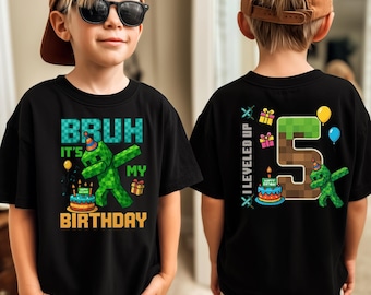 Camiseta de cumpleaños personalizada de Pixel Game, camiseta infantil estilo Pixel, atuendo de cumpleaños para niño y niña, camiseta de fiesta gamer, camiseta de cumpleaños personalizada por edad