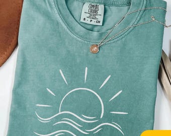 Comfort Colors® Sun Graphic Shirt, Summer Sun Shirt, Boho Sun T Shirt, Beach Summer Tee, Sunshine Graphic Tee,Gift for Women,Relaxed Fit Tee
