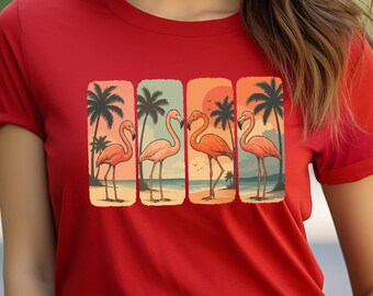 Cute Flamingo Shirt, Summer Beach Tee, Tropical Flamingo Top, Vacation Graphic Shirt, Flamingo Lover Gift