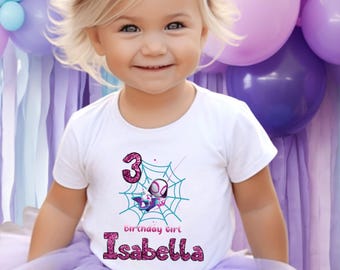 Spider Girl Birthday Shirt, Superhero Birthday Tee, Hero Family Matching Shirts, Girl Comic Birthday Top T-Shirt