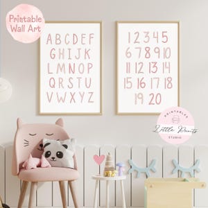 Poster alphabet et chiffres | Décoration murale pour chambre d'enfant | Art mural imprimable | ABC éducatif | Comptez jusqu'à 20 | Téléchargement numérique