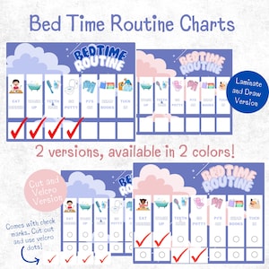 Bedtime Routine Chart | Evening Routine | Visual Schedule | Interactive Chore Chart | Printable | Digital Download