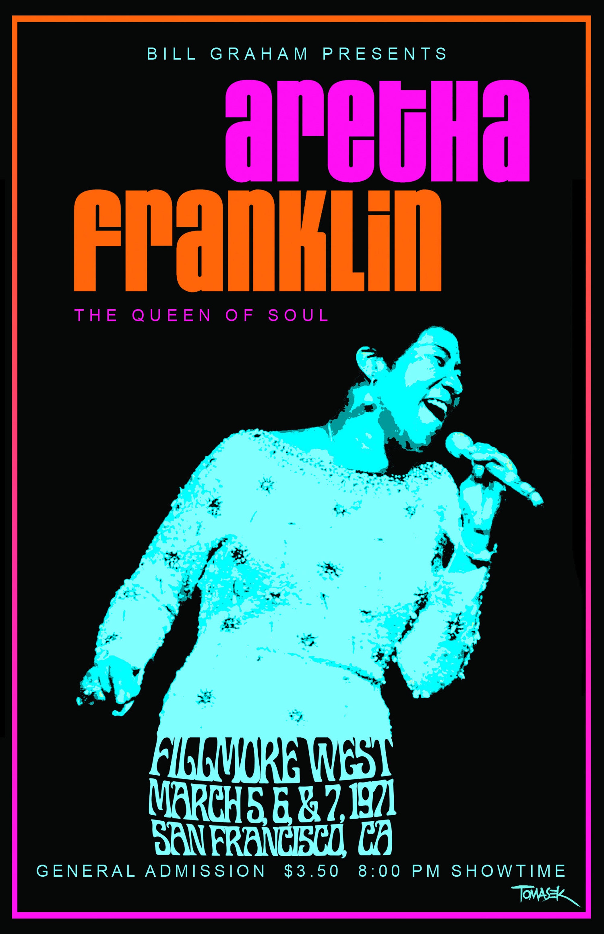 Aretha Franklin 1971 Concert Poster
