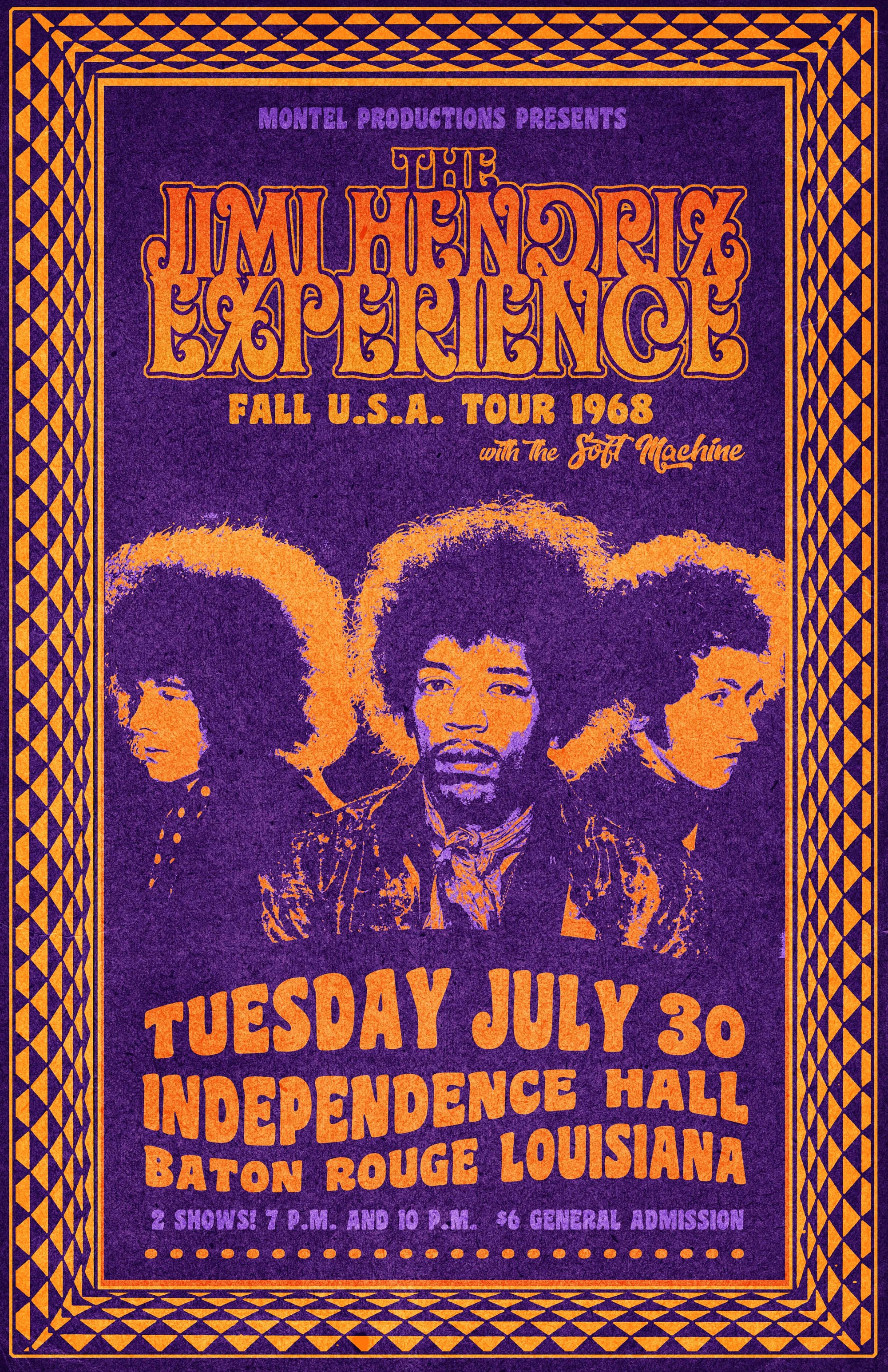 Jimi Hendrix 1968 Tour Poster