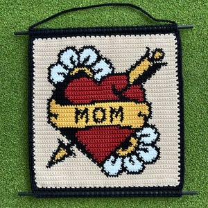 Mom Heart Traditional Tattoo Crochet Pattern