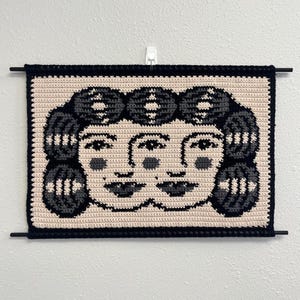 Amerikanskt traditionellt virkmönster med split lady face