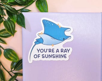 Manta ray rog sticker vinyl | Matte finish - Sticker voor laptop, drinkfles, notitieboek - Schattige rog je bent een zonnestraal zee dier
