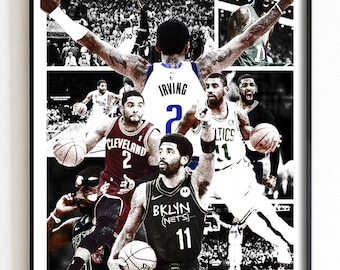 Kyrie Irving Digitales Poster - Dynamische NBA Collage & Basketball Wandkunst