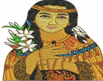 Patrón de bordado digitalizado de St. Keteria Tekawitha, diseños de bordado a máquina, descarga digital, servicio de digitalización de bordados