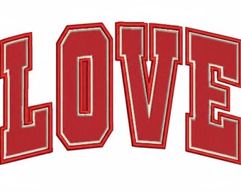 Diseño de bordado con apliques LOVE / Archivo para el Día de San Valentín (pes, dst, emb, pxf)