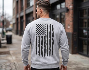 Diseño de bordado vertical de la bandera de EE. UU.: Patriótico con efecto desgastado (Descarga digital)