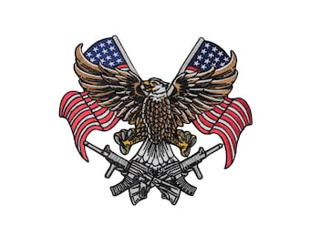 Diseño de bordado de águila patriótica, bandera estadounidense, 4 de julio (archivo de bordado a máquina)
