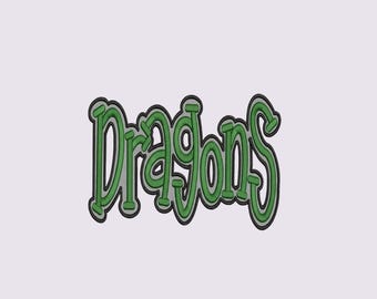 Alfabeto bordado con fuente de dragón / Bordado a máquina de fantasía para niños (descarga instantánea)
